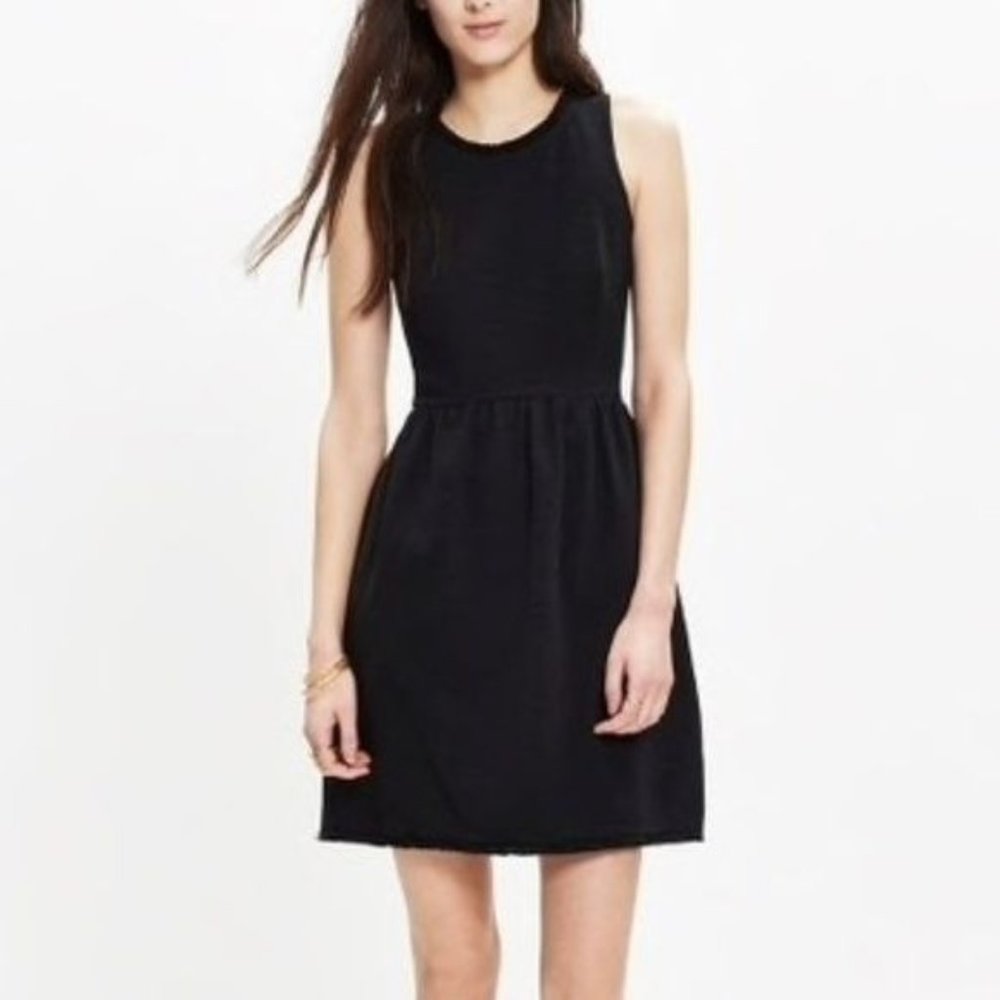 Madewell Fringed Afternoon Dress in Black Size Medium